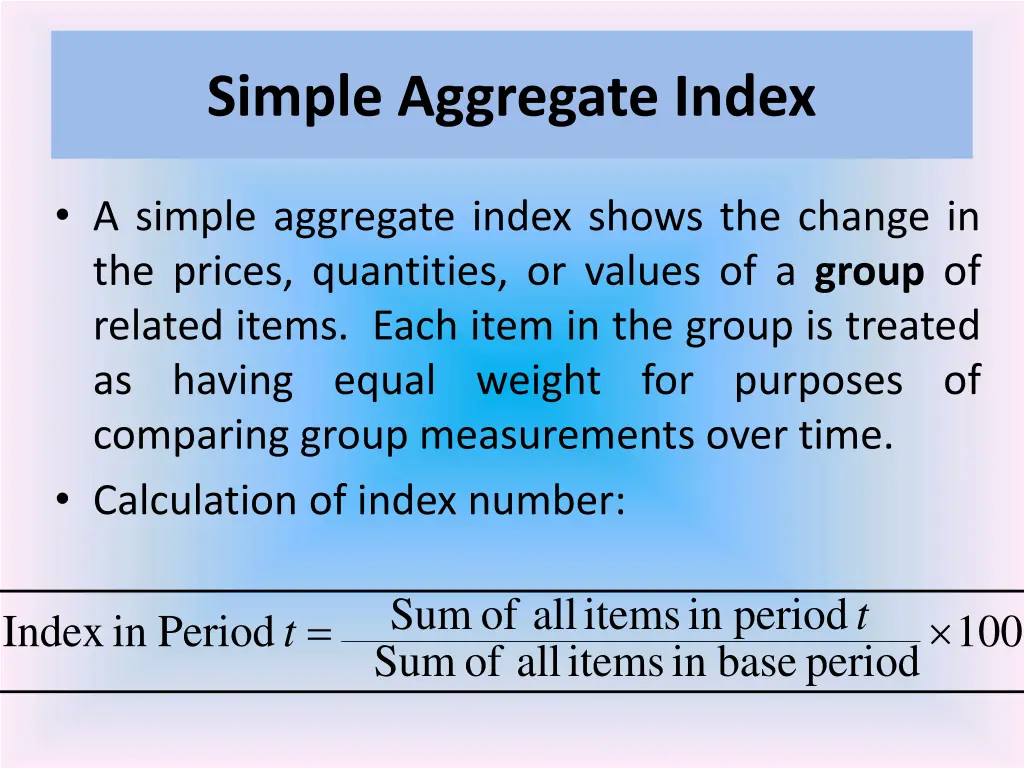 simple aggregate index