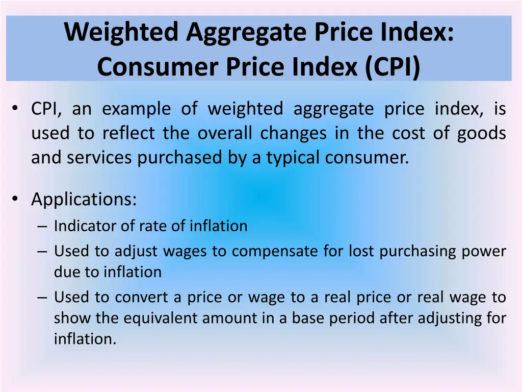 weighted aggregate price index consumer price