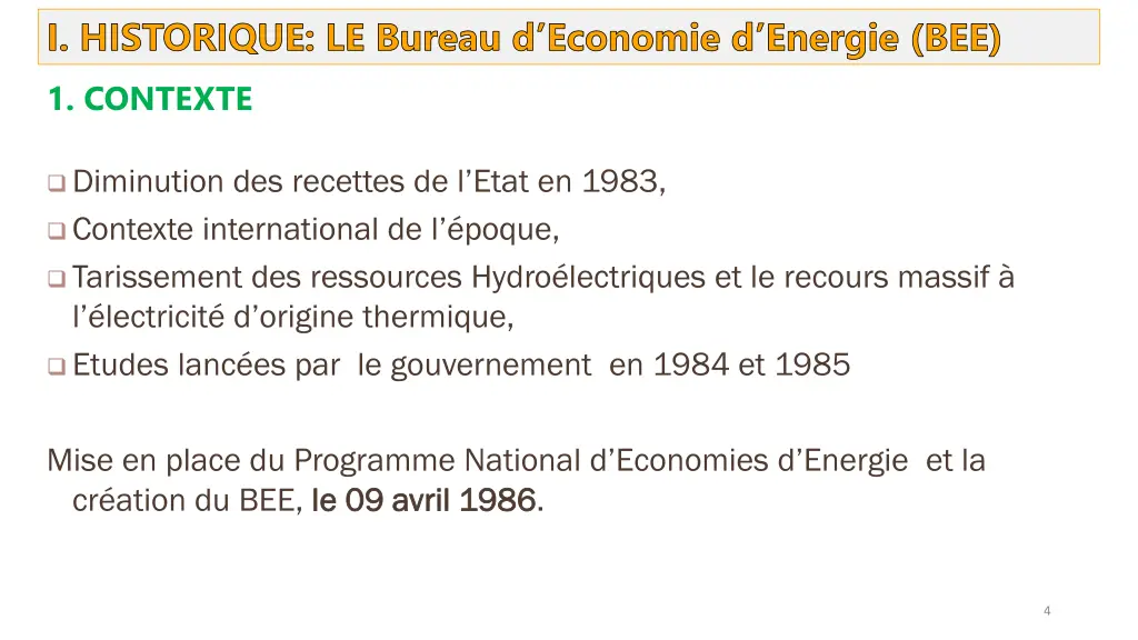 i historique le bureau d economie d energie