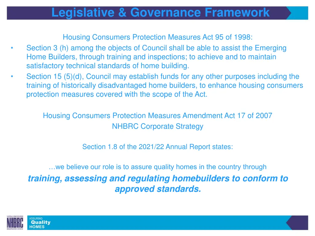 legislative governance framework