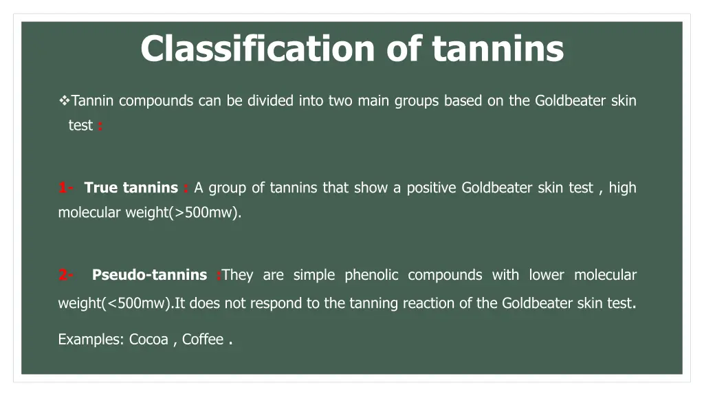 classification of tannins