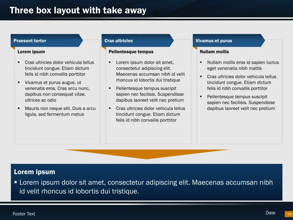 three box layout with take away