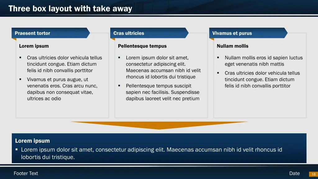 three box layout with take away