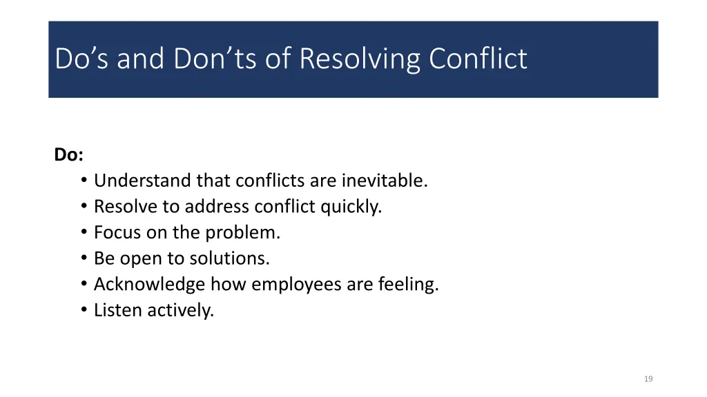 do s and don ts of resolving conflict