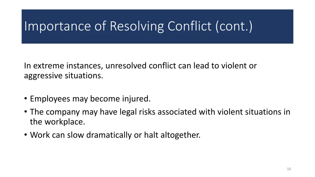 importance of resolving conflict cont