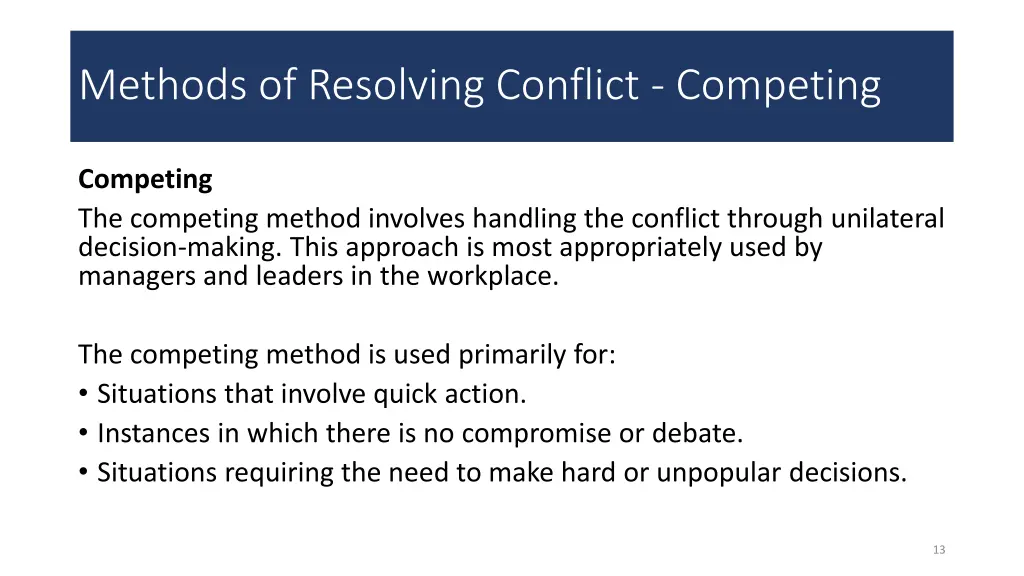 methods of resolving conflict competing