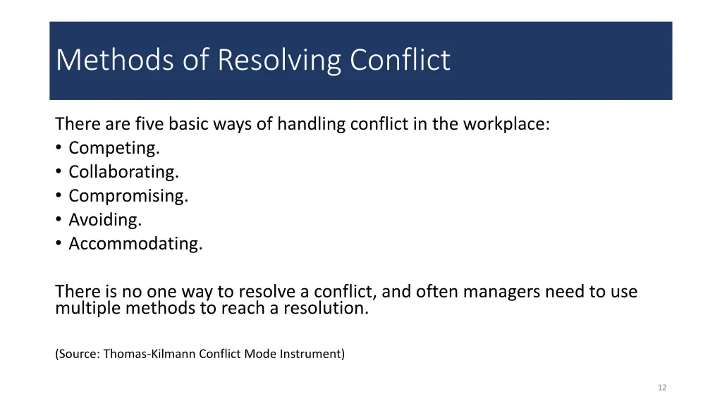 methods of resolving conflict