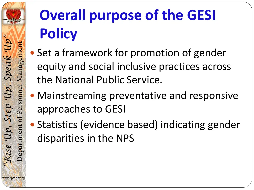 overall purpose of the gesi policy