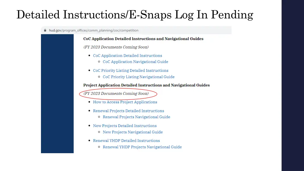 detailed instructions e snaps log in pending