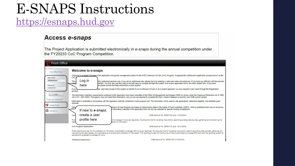 e snaps instructions https esnaps hud gov