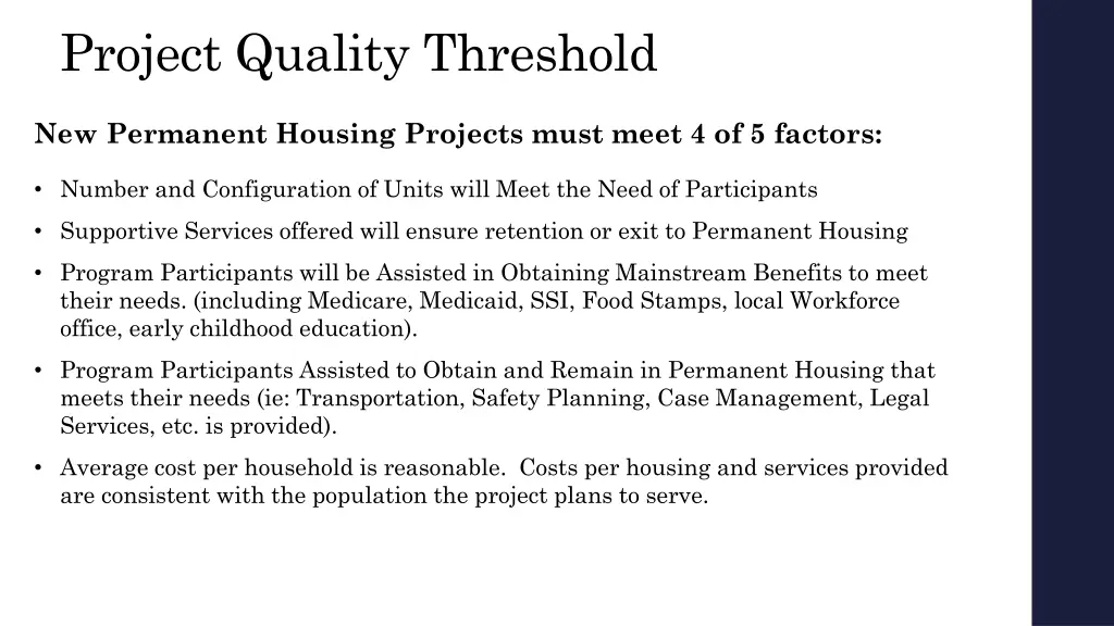 project quality threshold