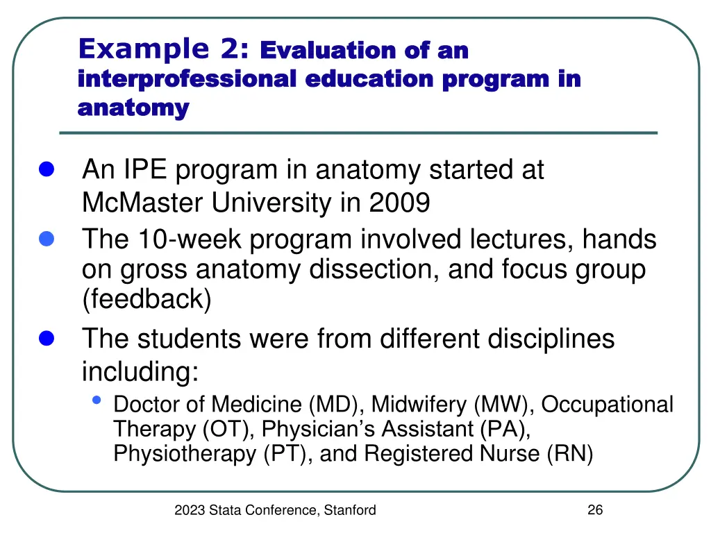 example 2 evaluation of an evaluation