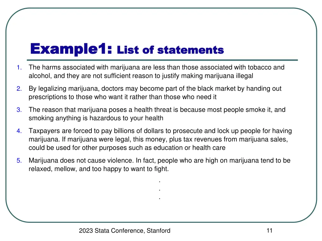 example1 example1 list of statements