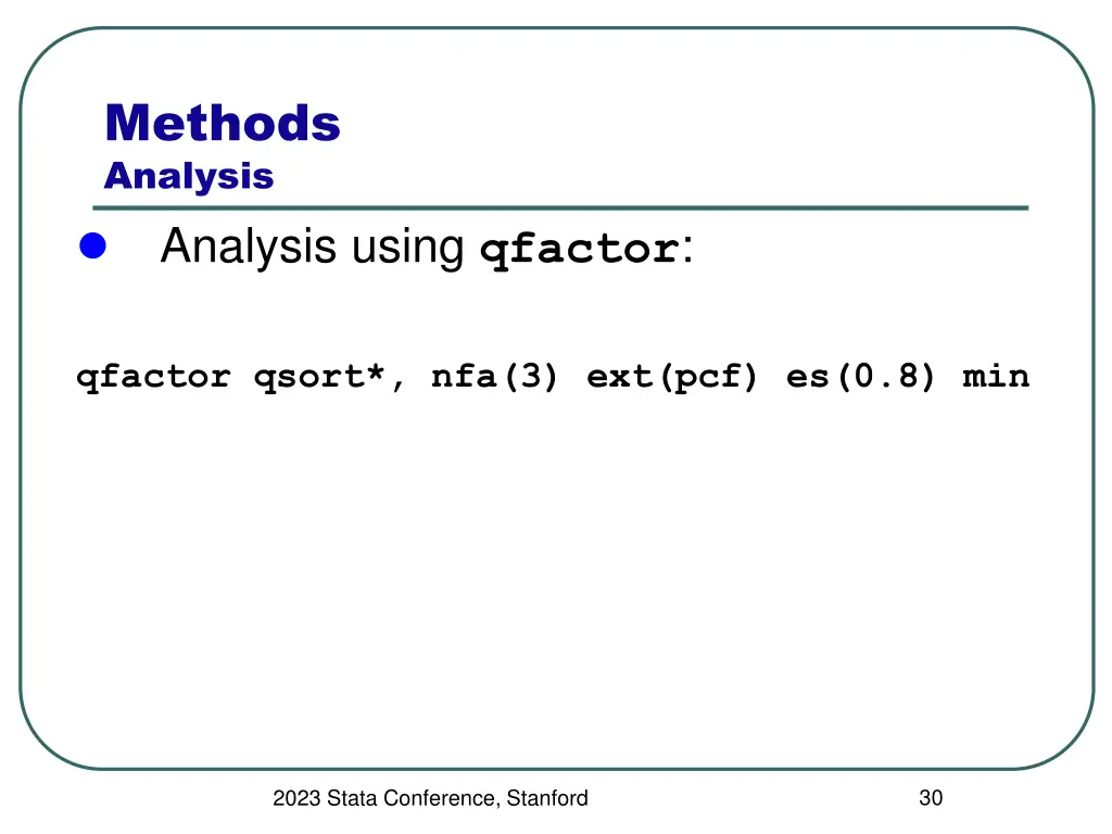 methods analysis analysis using qfactor