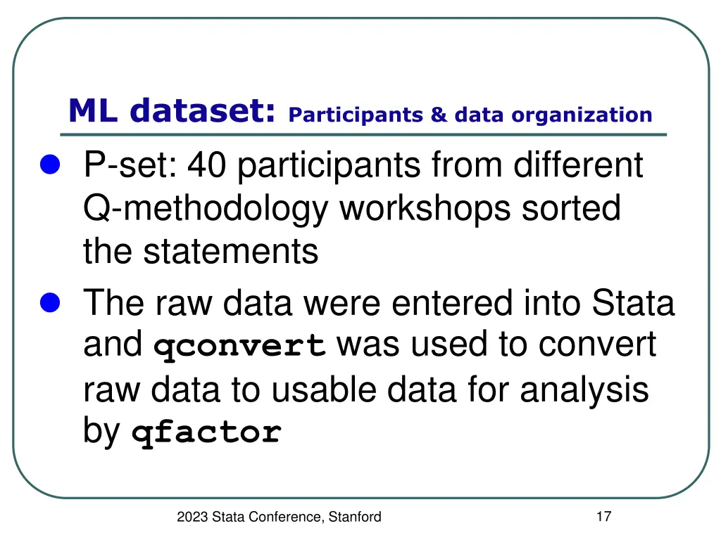 ml dataset participants data organization