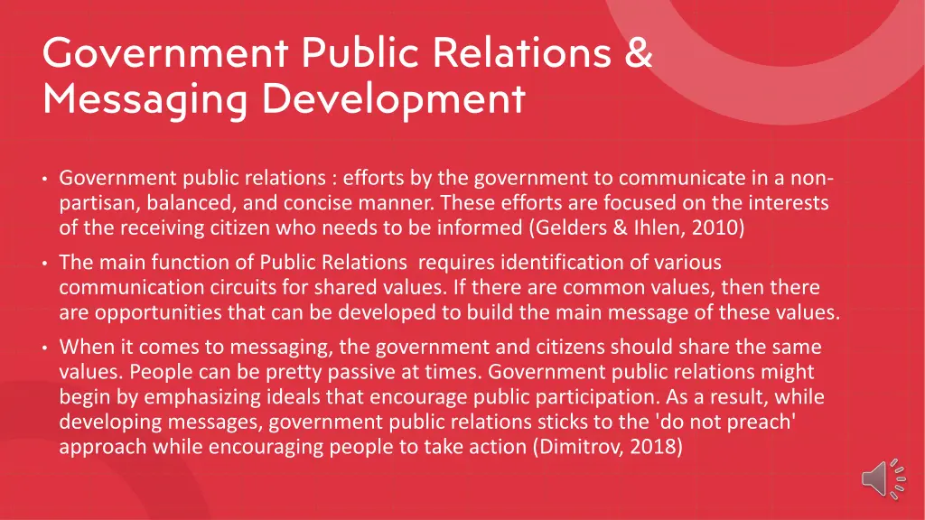 government public relations messaging development