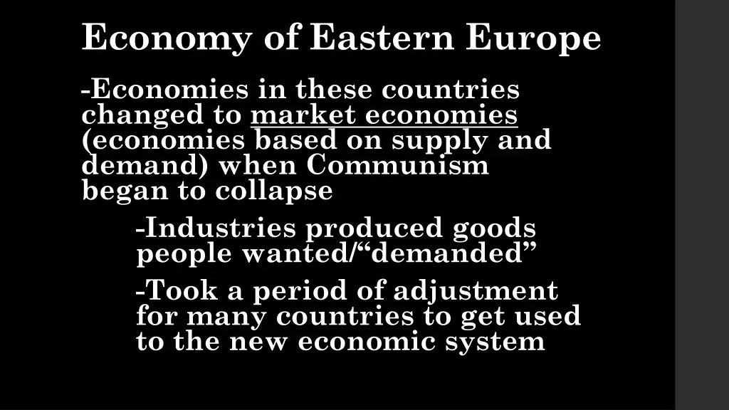 economy of eastern europe economies in these