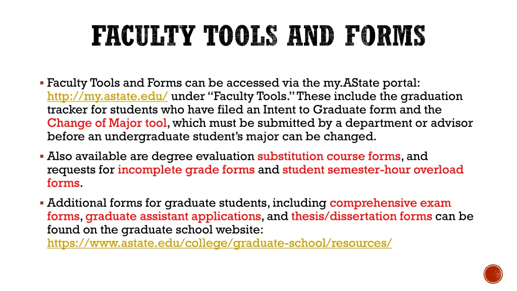 faculty tools and forms