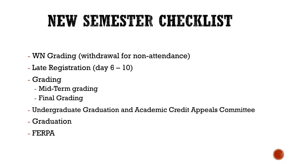 new semester checklist