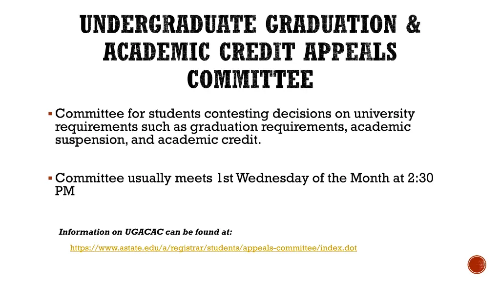 undergraduate graduation academic credit appeals