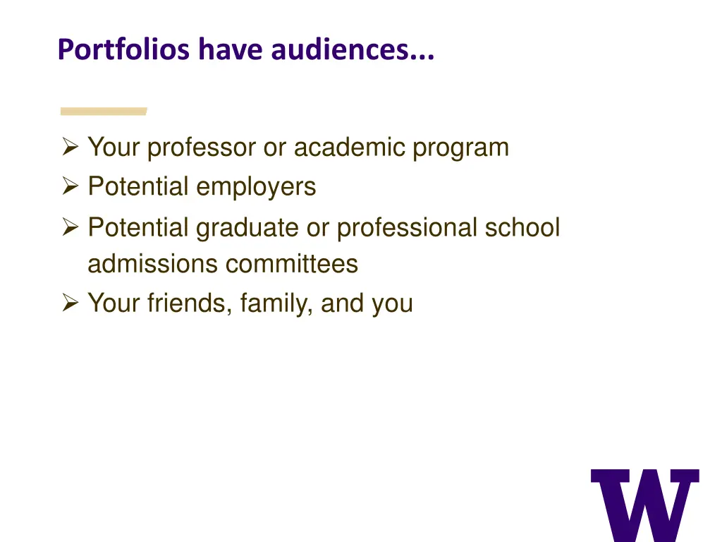 portfolios have audiences