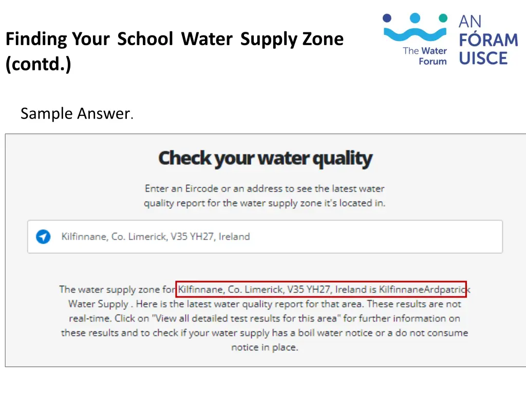 finding your school water supply zone contd
