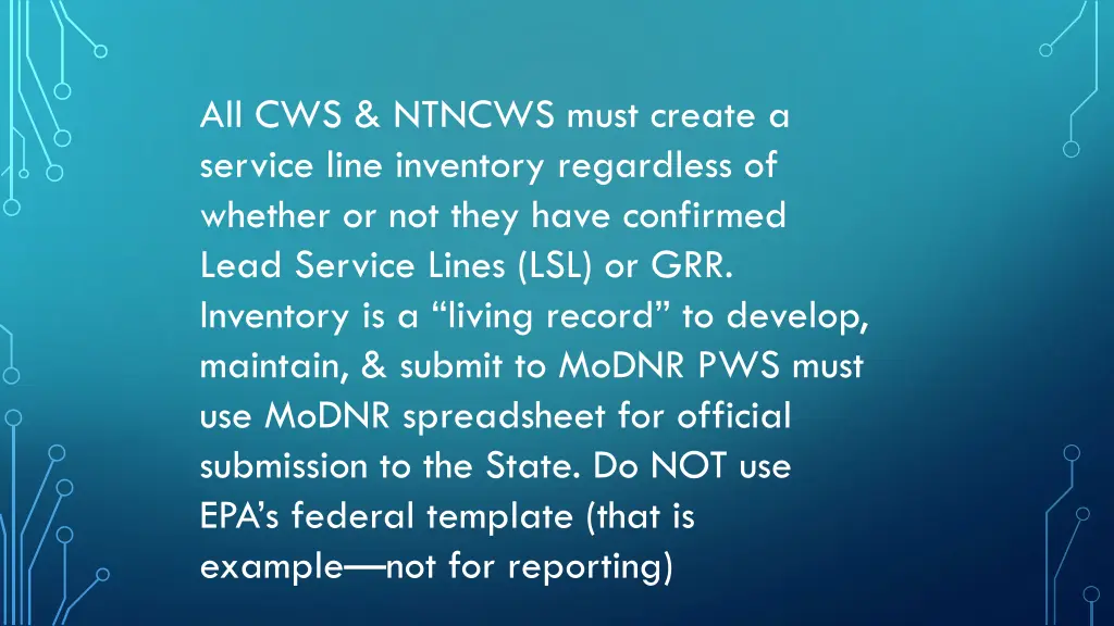 all cws ntncws must create a service line