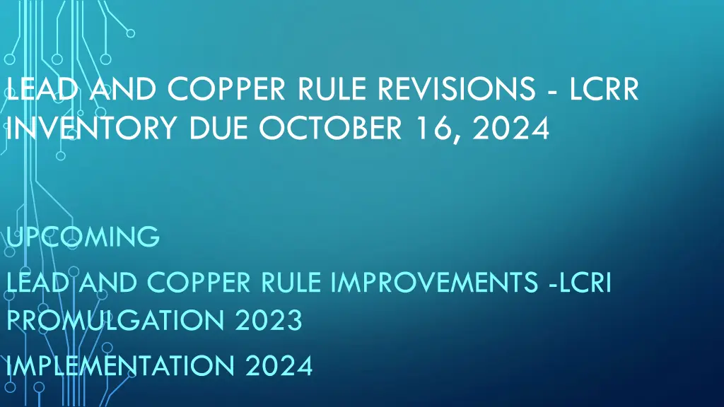 lead and copper rule revisions lcrr inventory