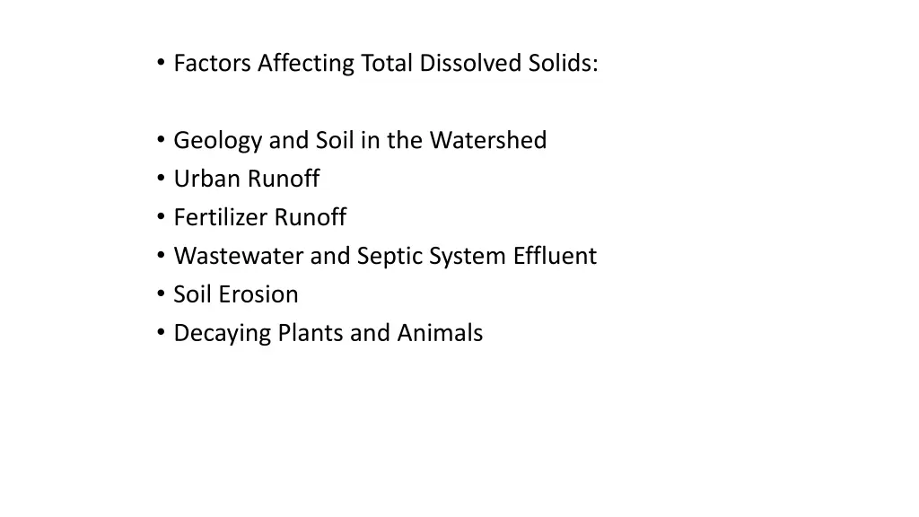 factors affecting total dissolved solids
