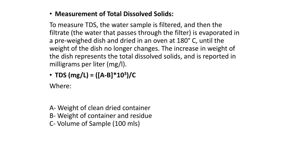 measurement of total dissolved solids