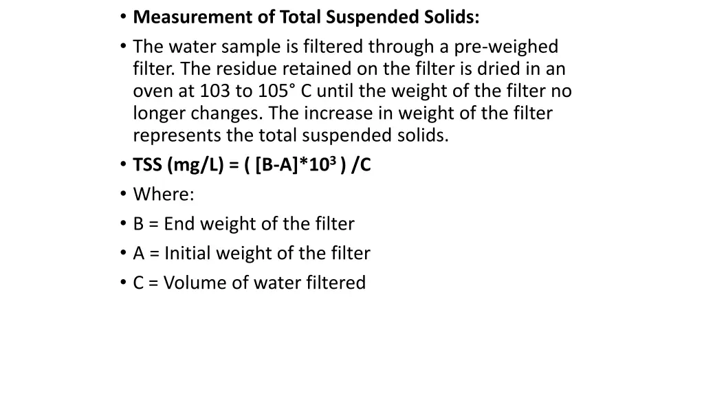 measurement of total suspended solids the water