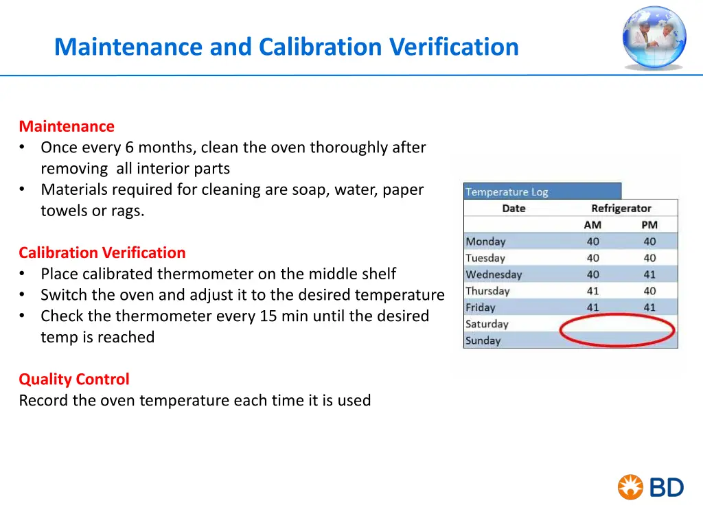 maintenance and calibration verification