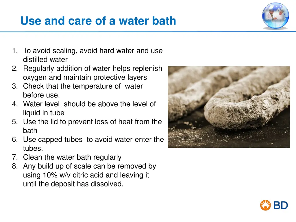 use and care of a water bath