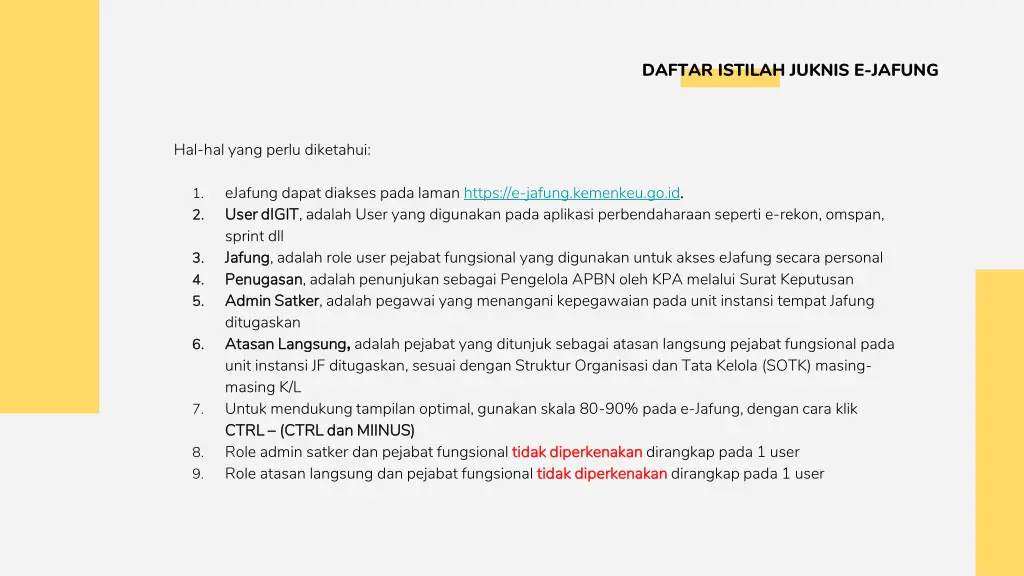 daftar istilah juknis e jafung