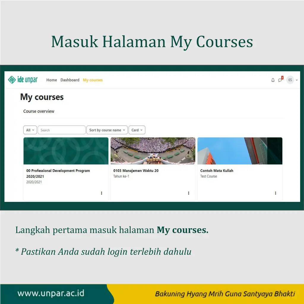 masuk halaman my courses