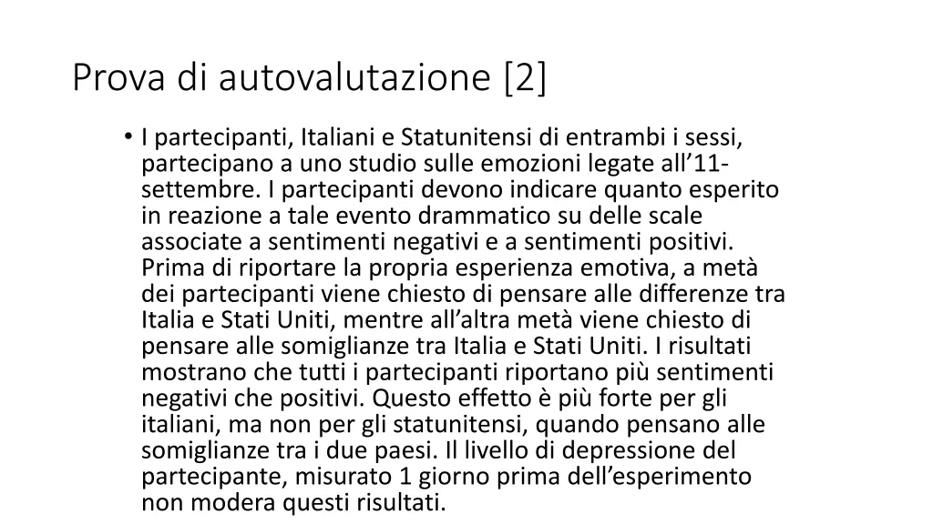 prova di autovalutazione 2 1