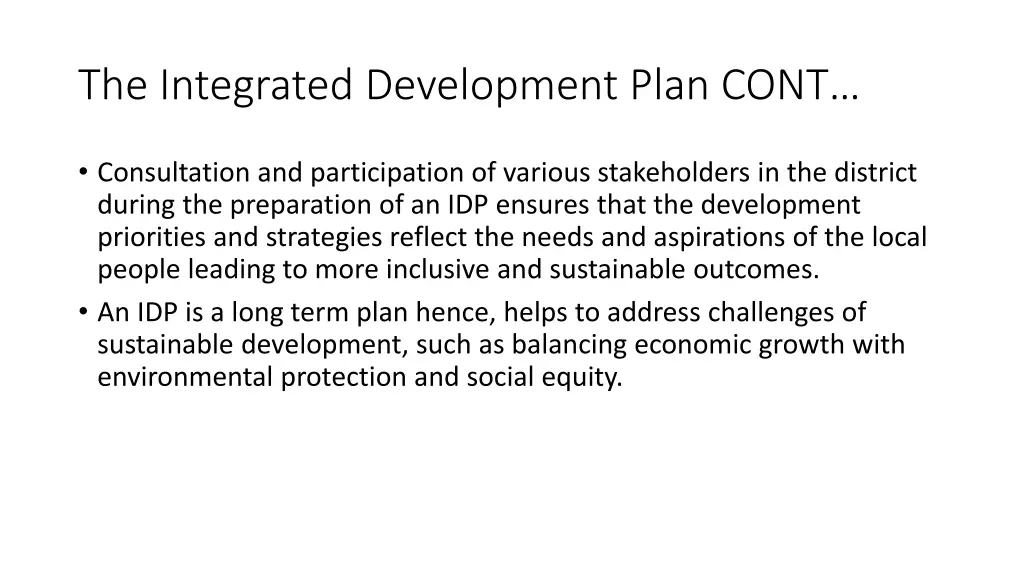 the integrated development plan cont 1