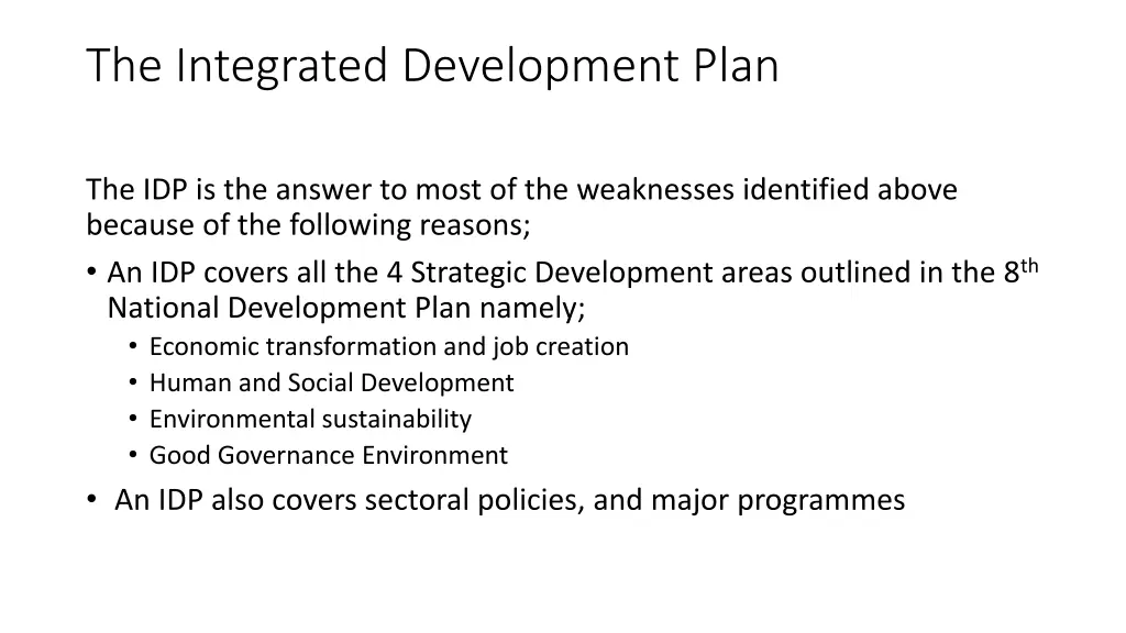 the integrated development plan