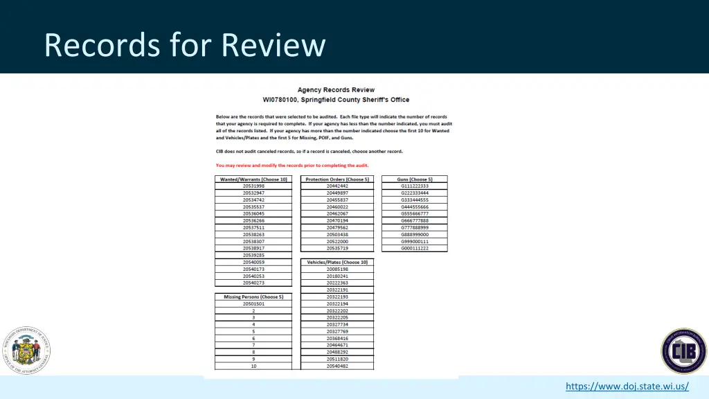 records for review