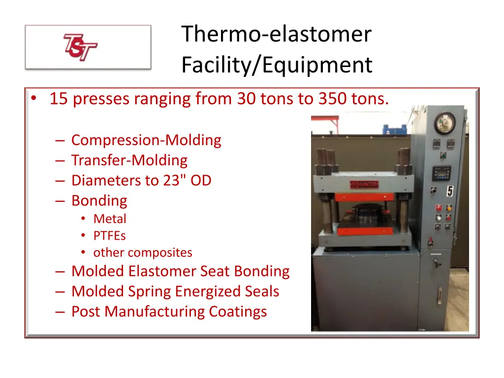 thermo elastomer facility equipment