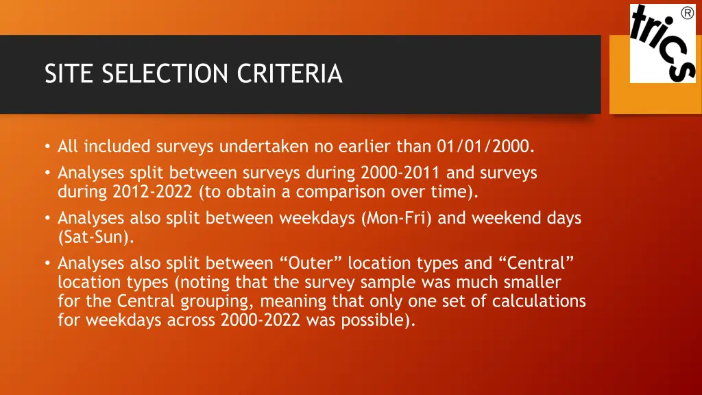 site selection criteria