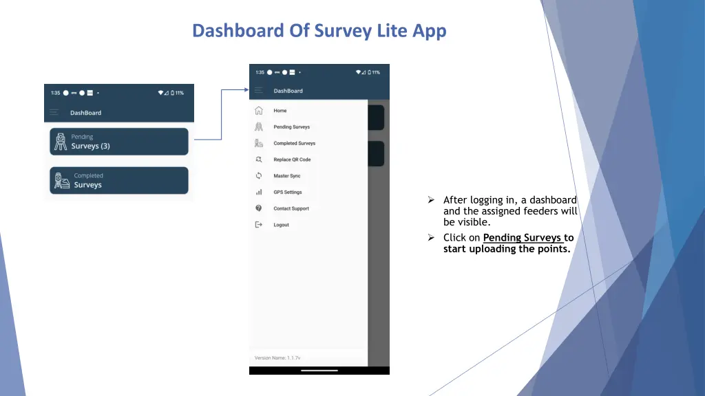 dashboard of survey lite app