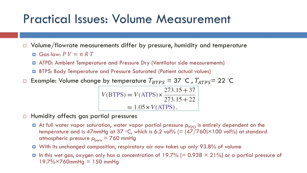 practical issues volume measurement