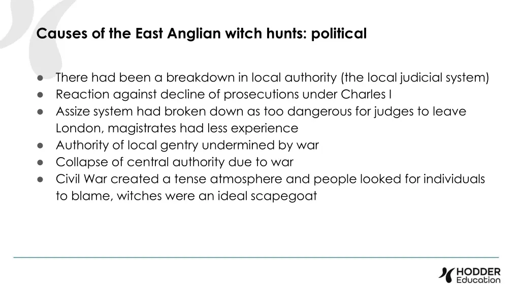 causes of the east anglian witch hunts political 1