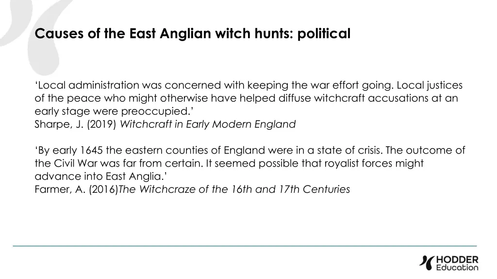 causes of the east anglian witch hunts political