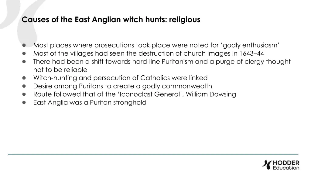 causes of the east anglian witch hunts religious 1