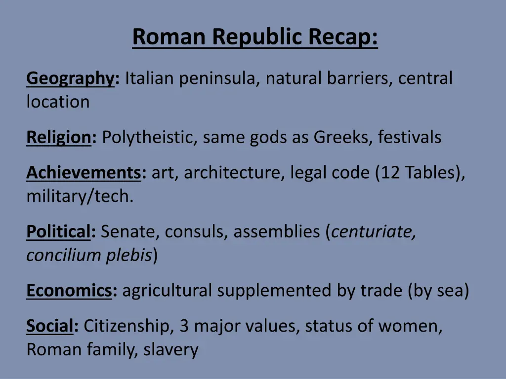 roman republic recap