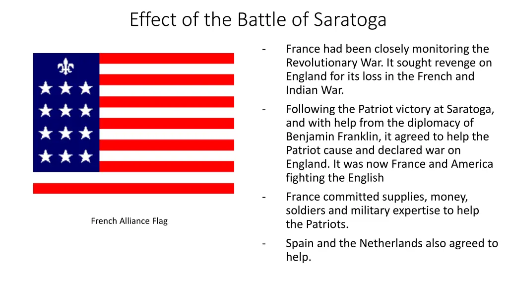 effect of the battle of saratoga