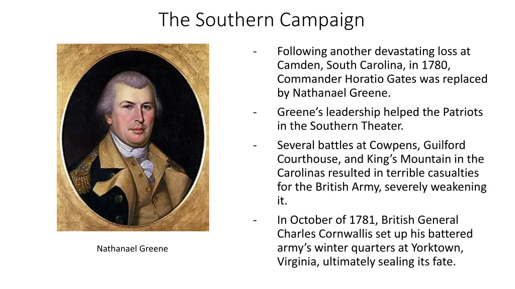 the southern campaign 1