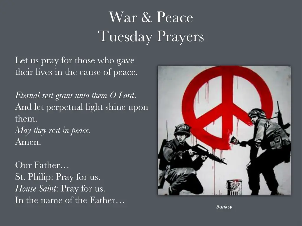 war peace tuesday prayers